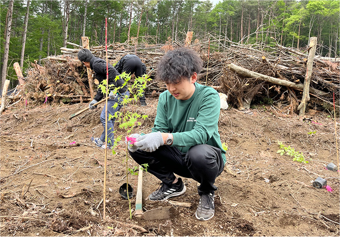 山梨県笛吹市での植樹活動